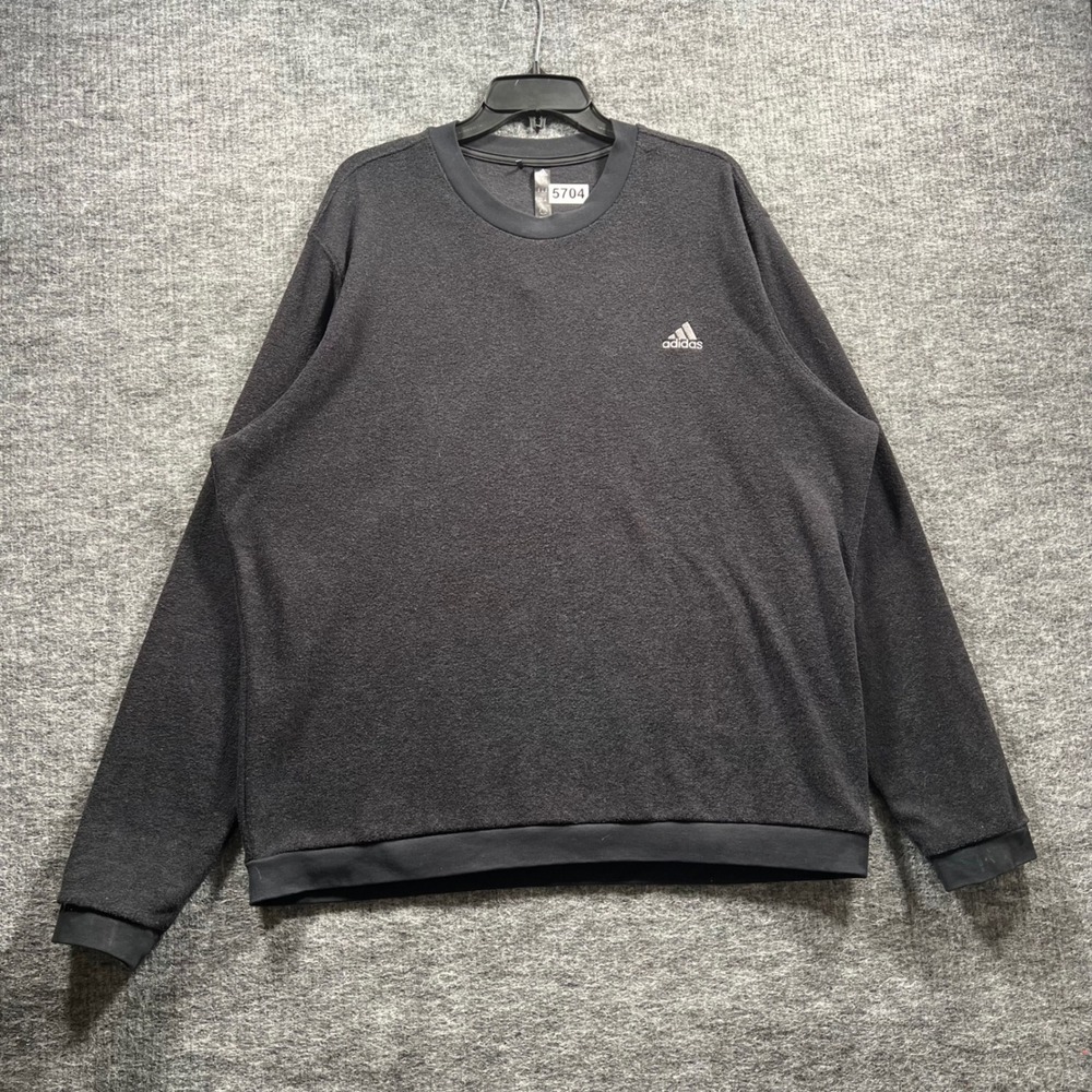 Adidas Mens XL Dark Grey Fleece Crewneck Sweatshirt Embroidered Logo